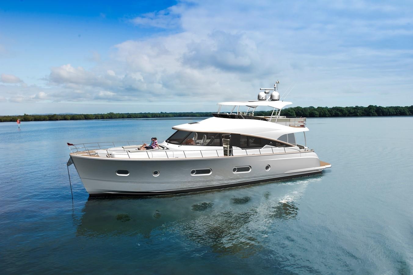 a boat on the water aboard BELIZE 66 DAYBRIDGE Yacht for Sale