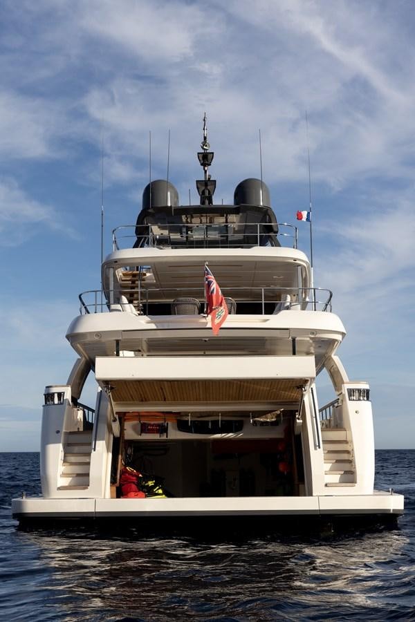 a large white ship aboard EROS Yacht for Sale