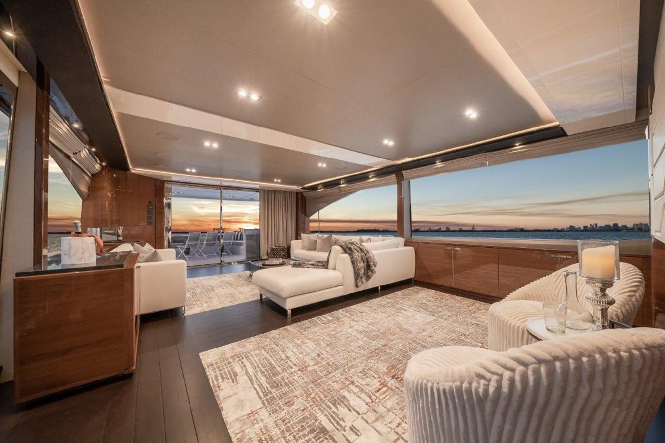 a large modern looking living room aboard PRONTO Yacht for Sale