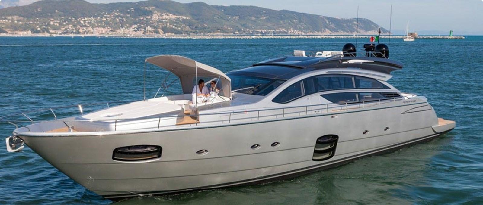 a white boat on the water aboard 2014 PERSHING 82 Yacht for Sale