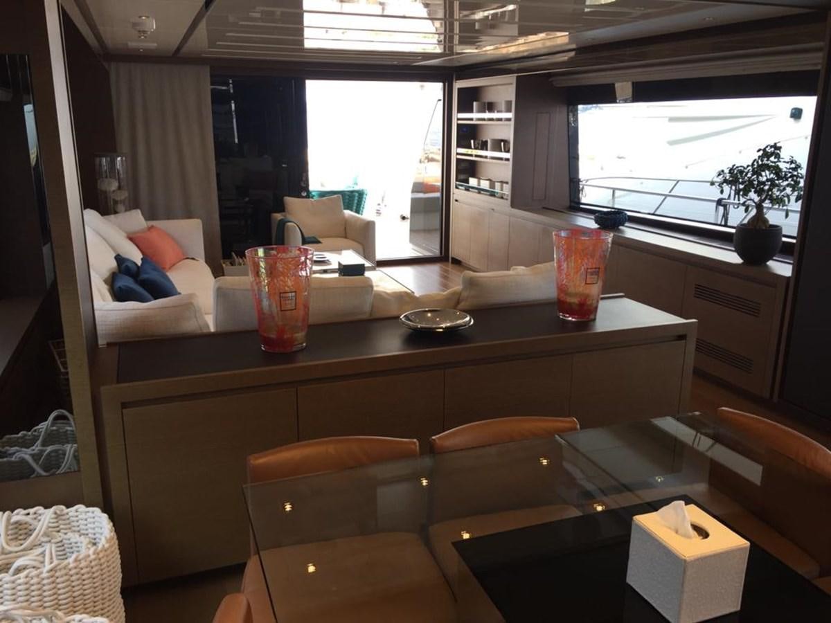 a table with drinks on it aboard TAIJI Yacht for Sale