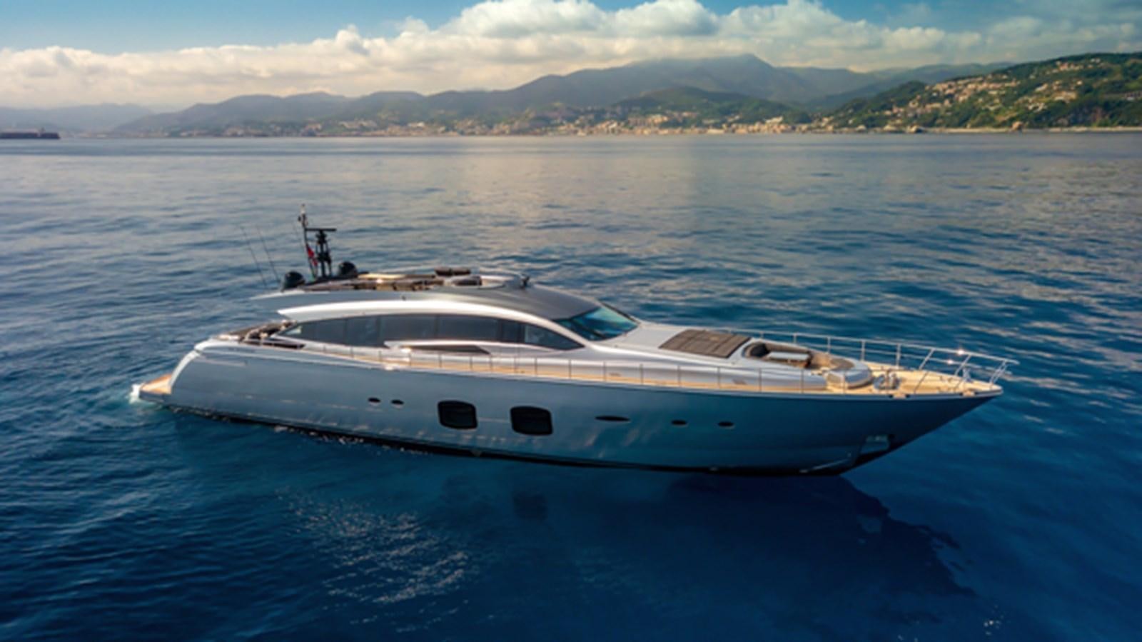 a white yacht in the water aboard X-TREM II Yacht for Sale