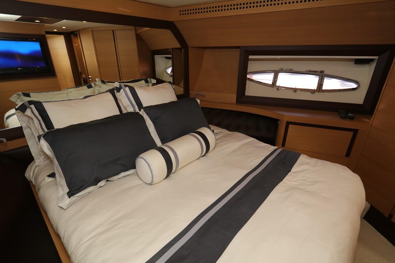 a bed with pillows aboard VANTAGE Yacht for Sale