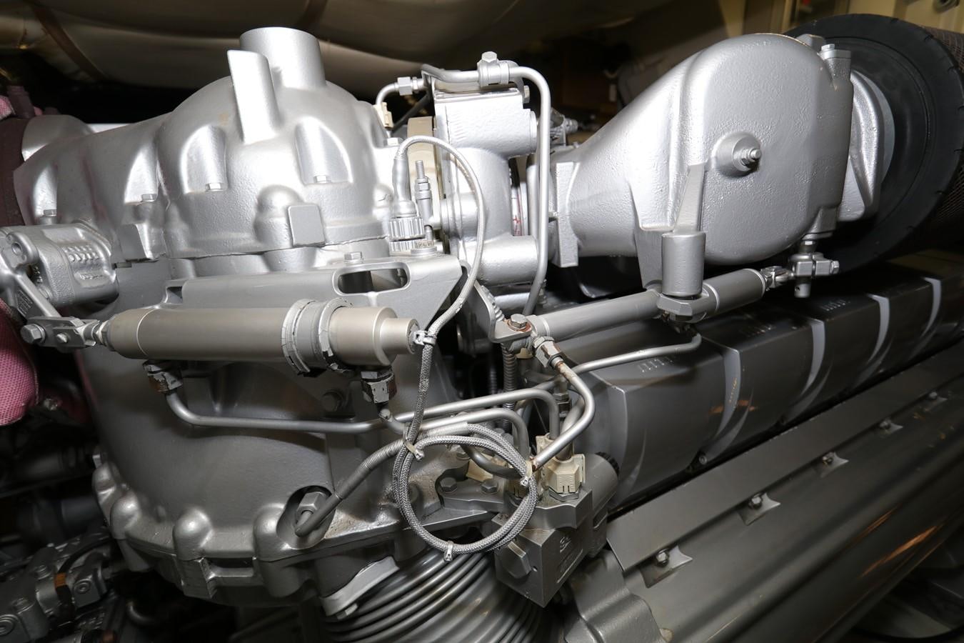 a close-up of a car engine aboard VANTAGE Yacht for Sale