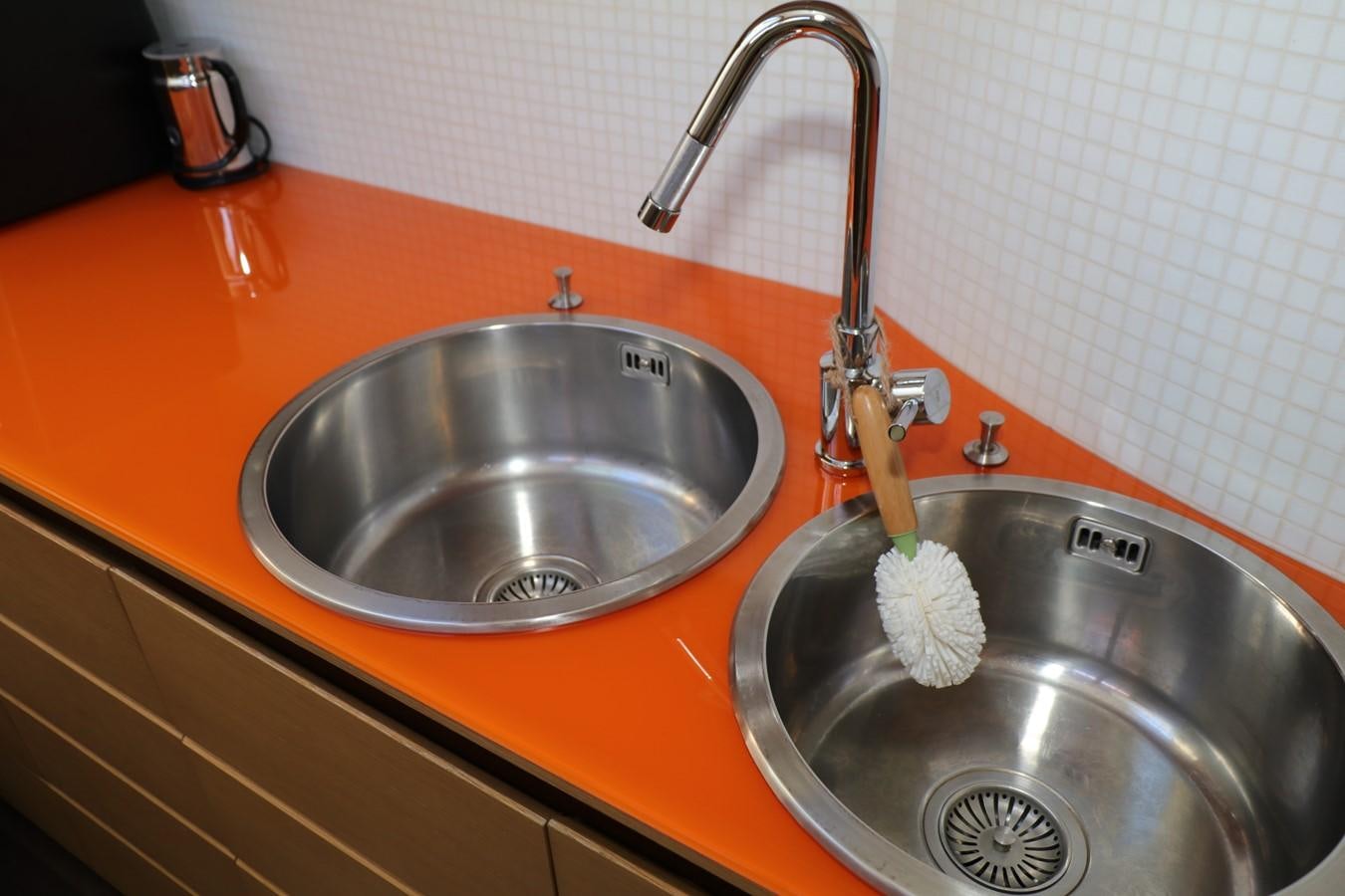 a couple of sinks in a kitchen aboard VANTAGE Yacht for Sale