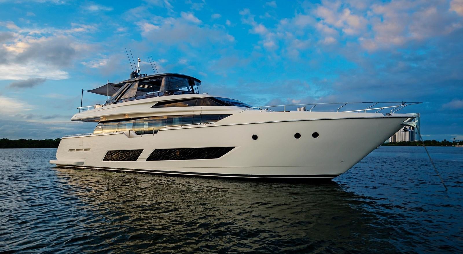 a white yacht on the water aboard LA MARTINA Yacht for Sale