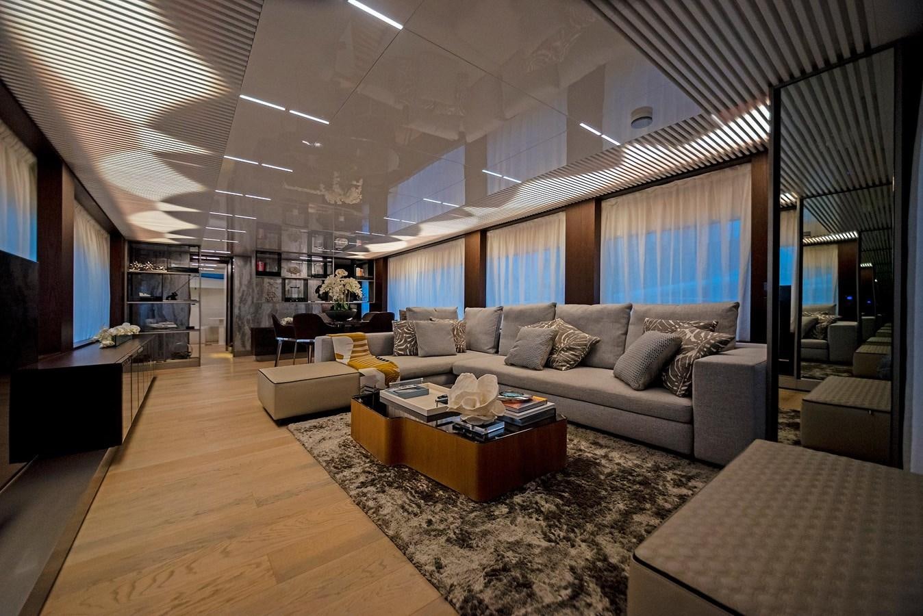 a living room with a large window aboard LA MARTINA Yacht for Sale