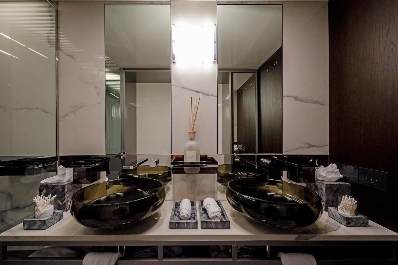 a kitchen with a stove and pots aboard LA MARTINA Yacht for Sale