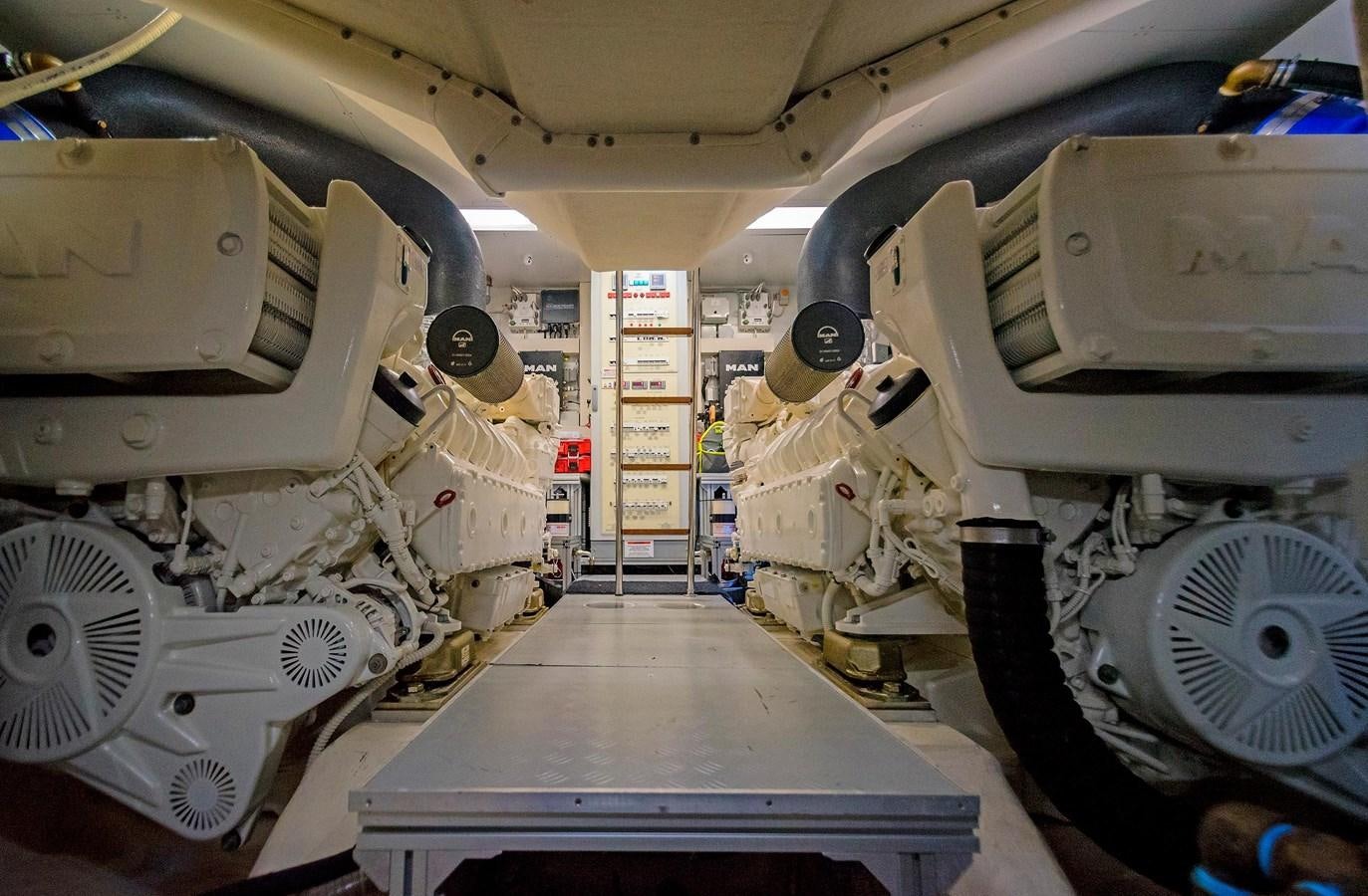 a large machine in a room aboard LA MARTINA Yacht for Sale