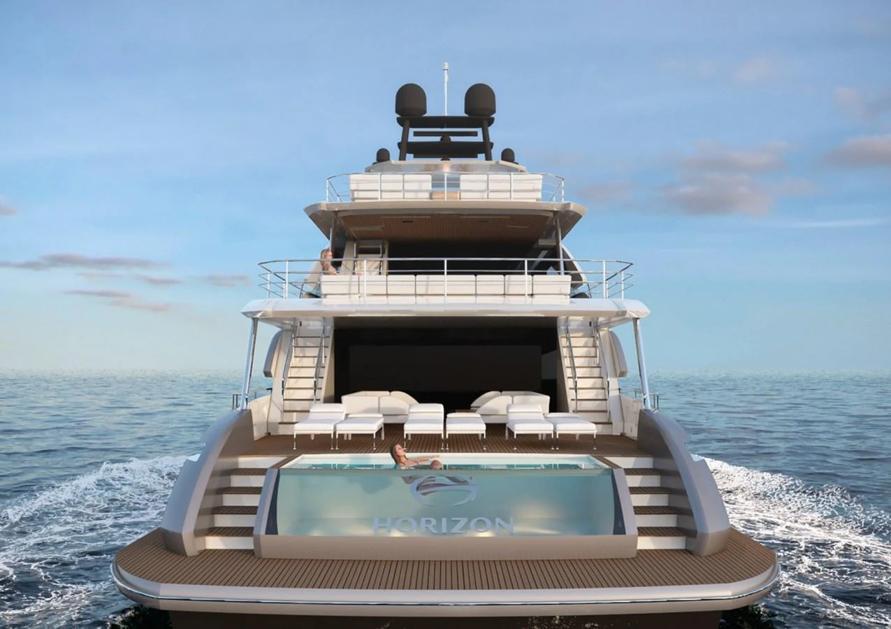 a boat on the water aboard HORIZON FD125 Yacht for Sale