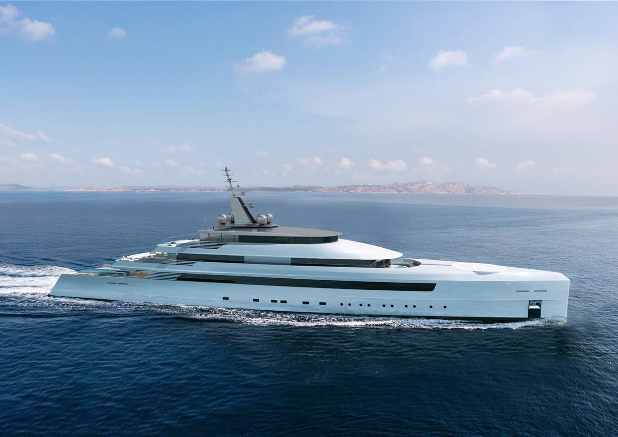 a white yacht in the water aboard VITRUVIUS Yacht for Sale