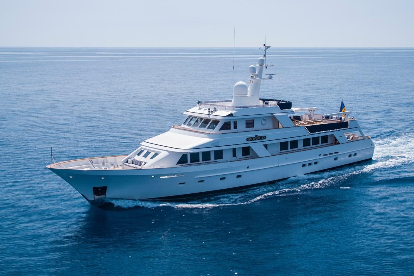 a large white boat in the water aboard MONACO Yacht for Sale