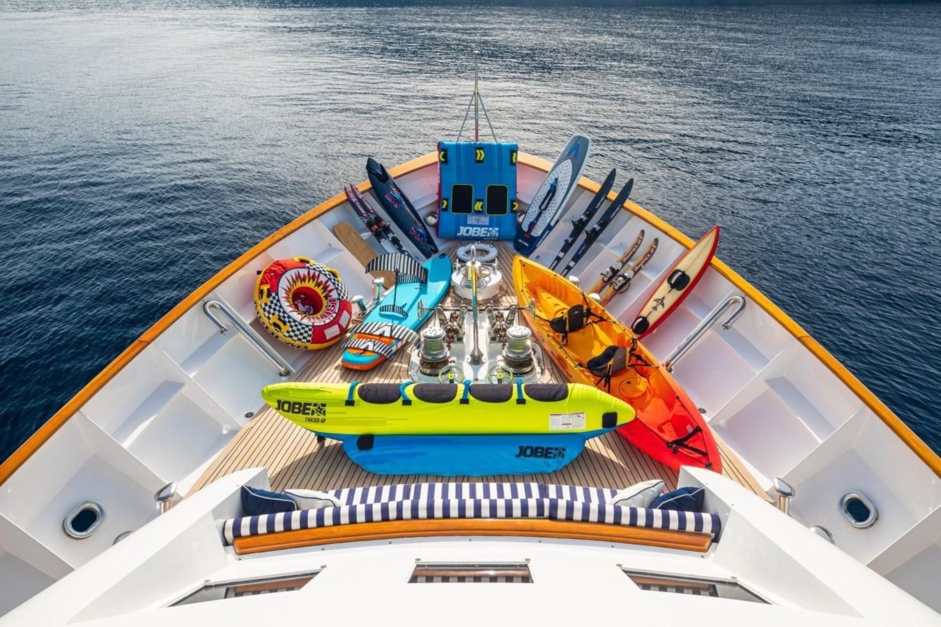 a boat with a large ship on the water aboard MONACO Yacht for Sale