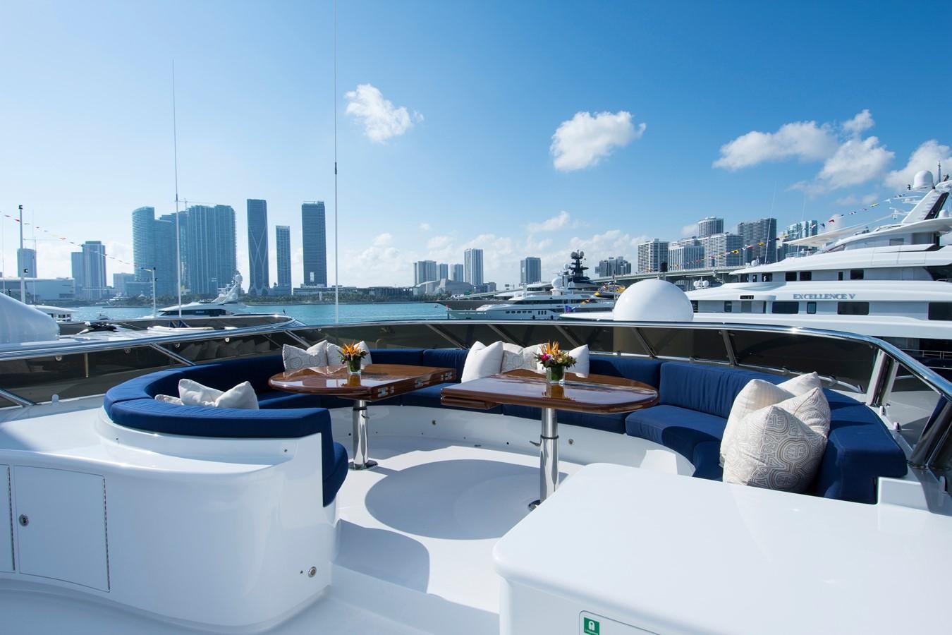 a room with a table and chairs aboard HORIZONS II Yacht for Sale