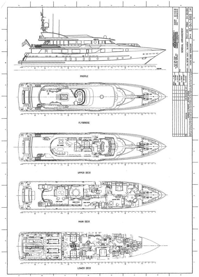 diagram, engineering drawing aboard HORIZONS II Yacht for Sale