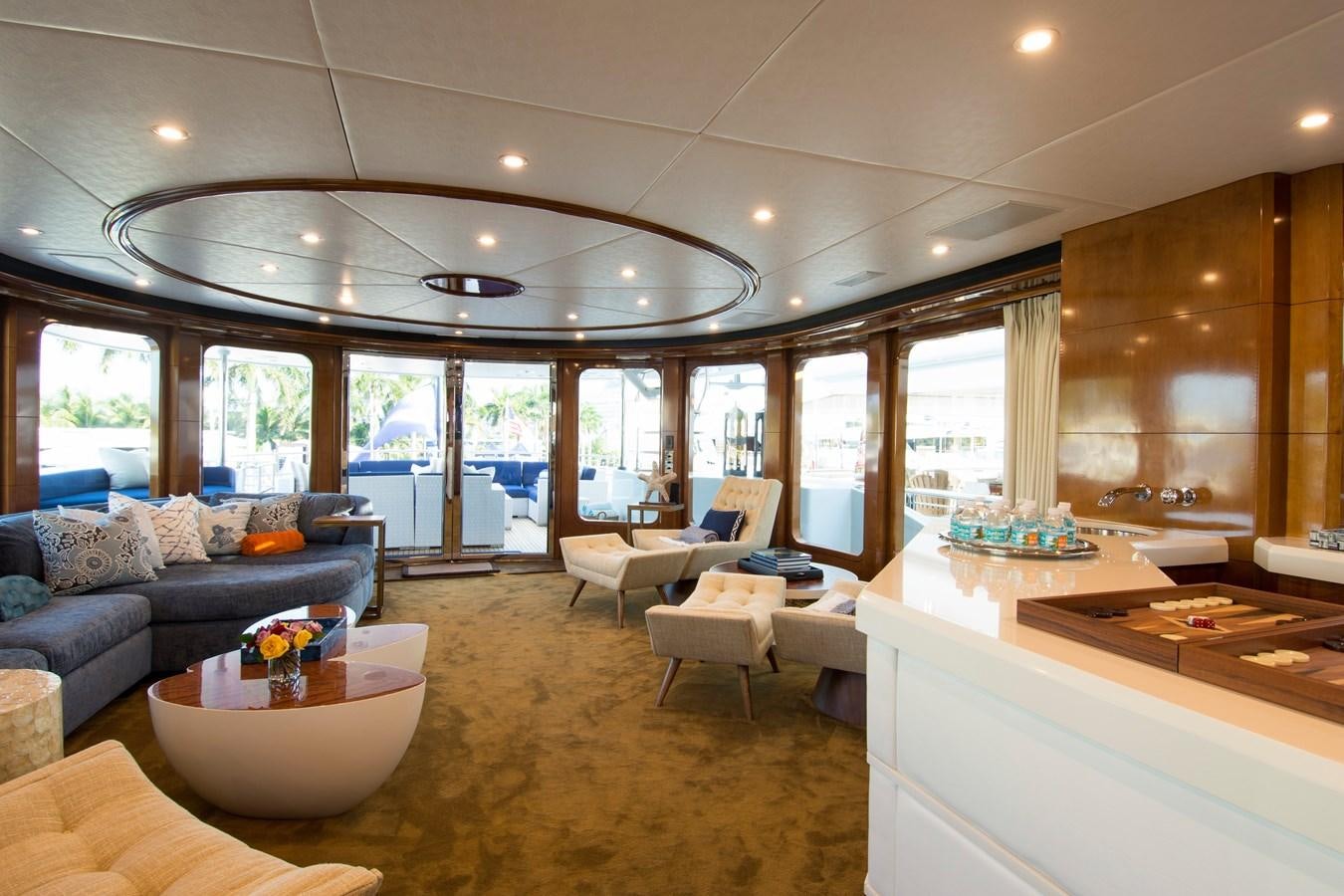 a large modern living room aboard HORIZONS II Yacht for Sale