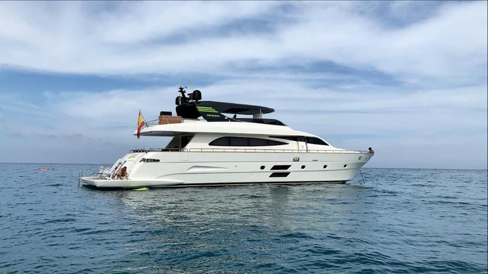 a white yacht in the water aboard LIBERATA Yacht for Sale