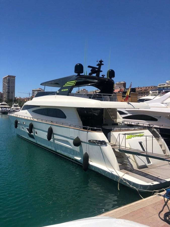 a boat with a person on the deck aboard LIBERATA Yacht for Sale