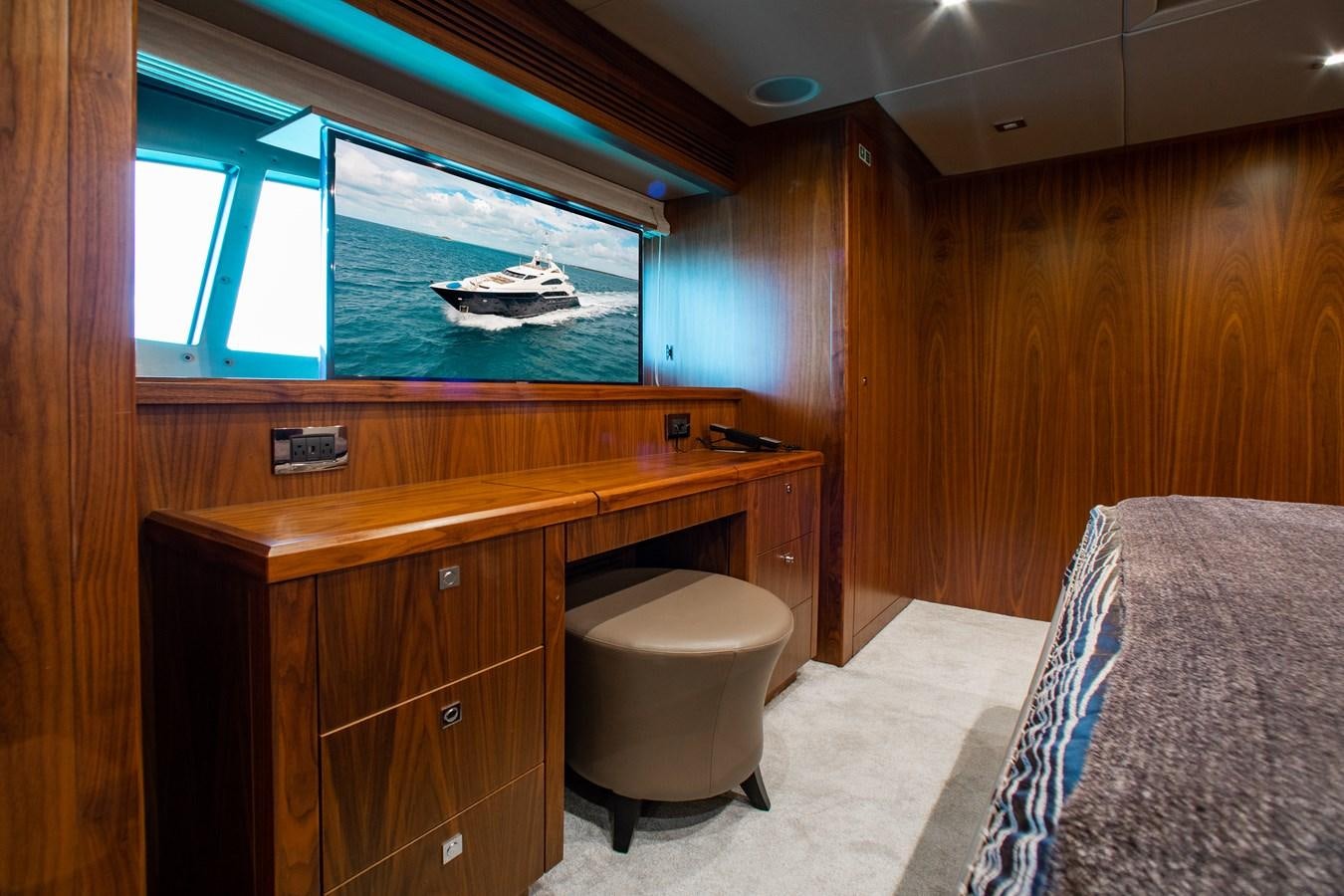 a bathroom with a large window aboard MARIN Yacht for Sale