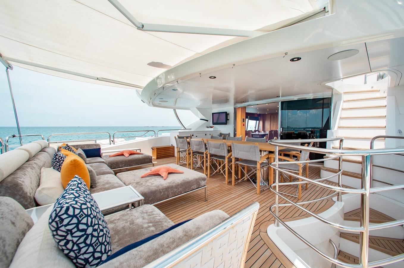 a living room with a large window aboard MARIN Yacht for Sale