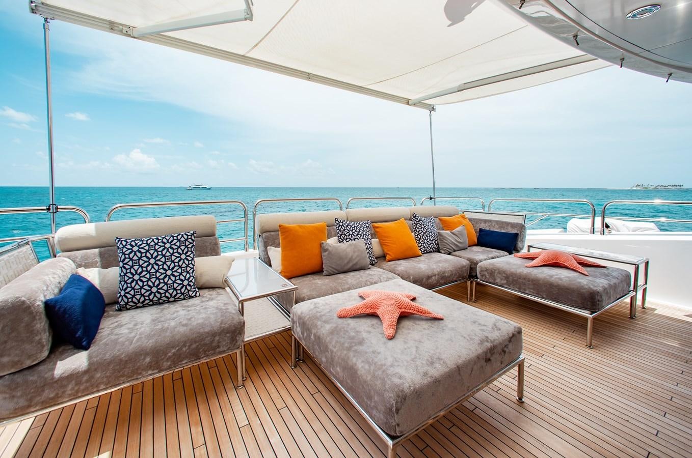 a living room with a large ocean aboard MARIN Yacht for Sale