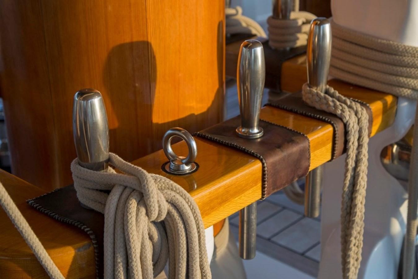 a close-up of a sewing machine aboard COLUMBIA Yacht for Charter