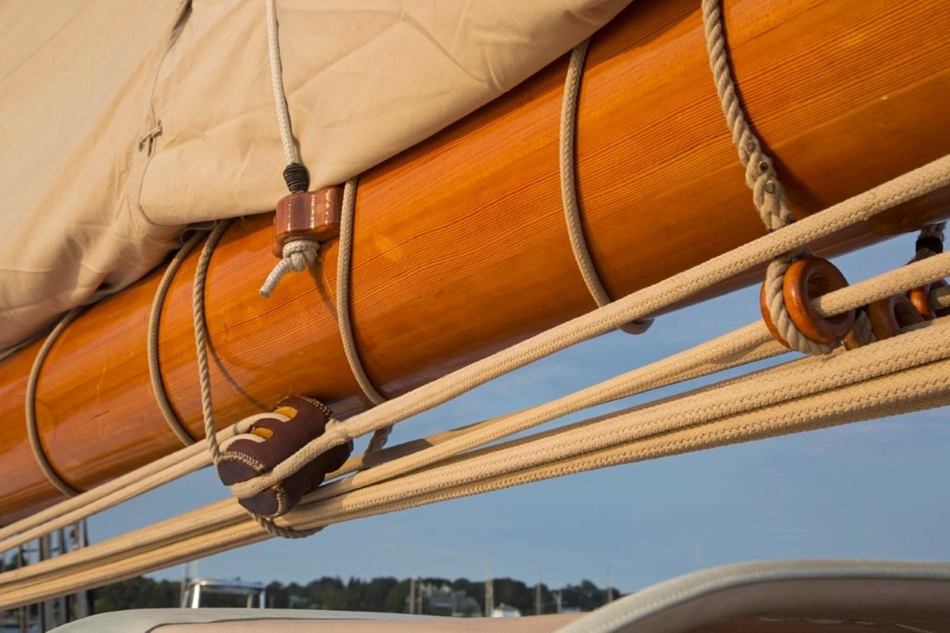 a close-up of a yellow boat aboard COLUMBIA Yacht for Charter