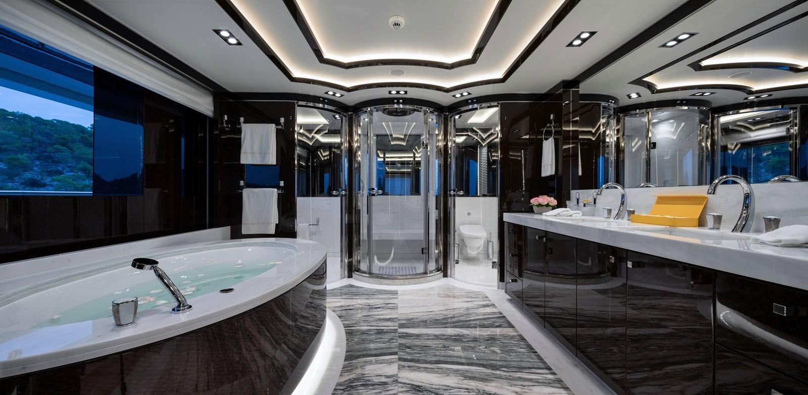 a bathroom with a large tub aboard O'PTASIA Yacht for Charter