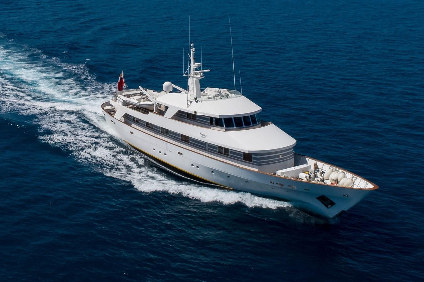 a white boat on the water aboard EMERA Yacht for Sale