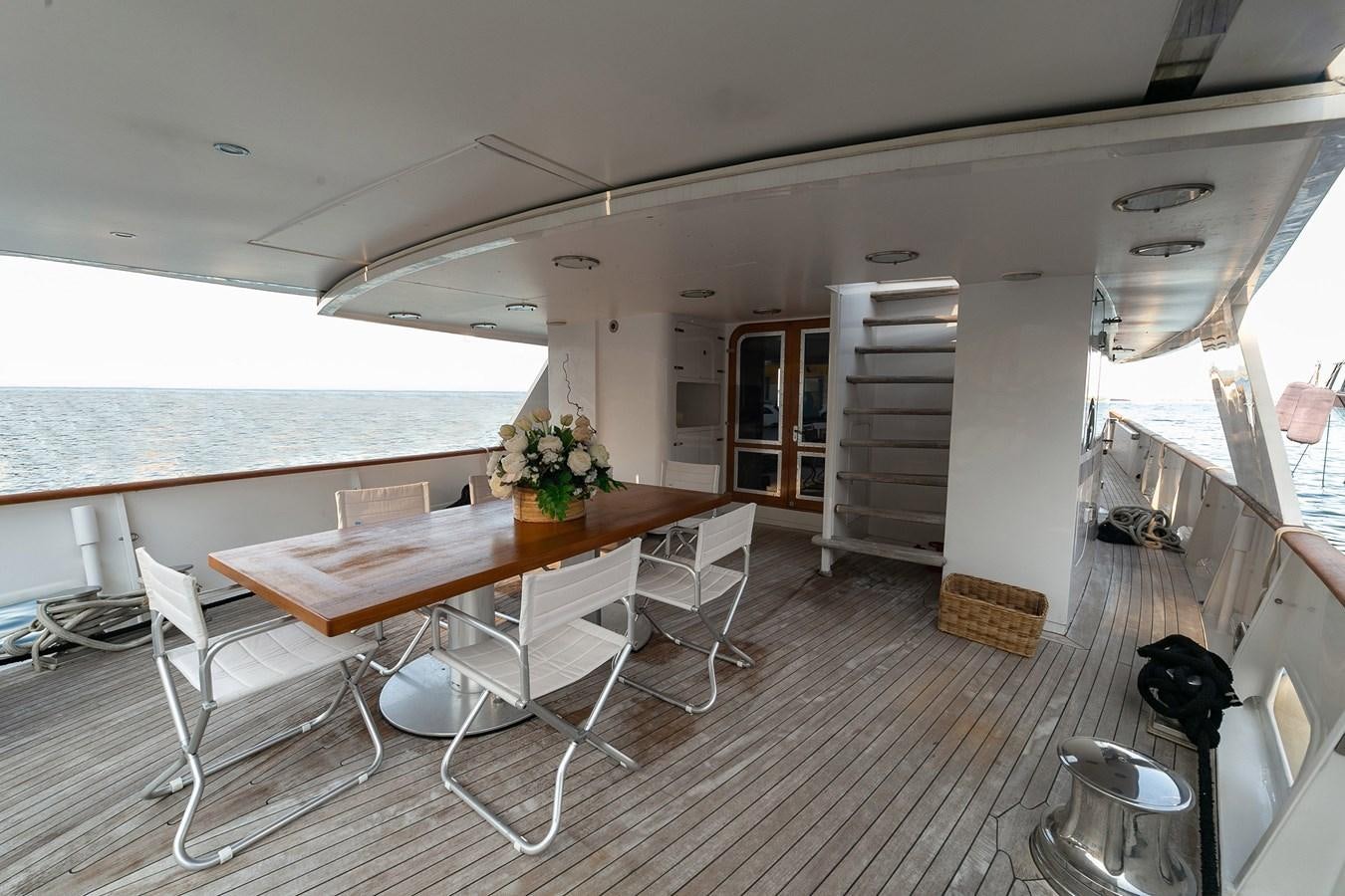 a room with a table chairs and a large body of water aboard EMERA Yacht for Sale