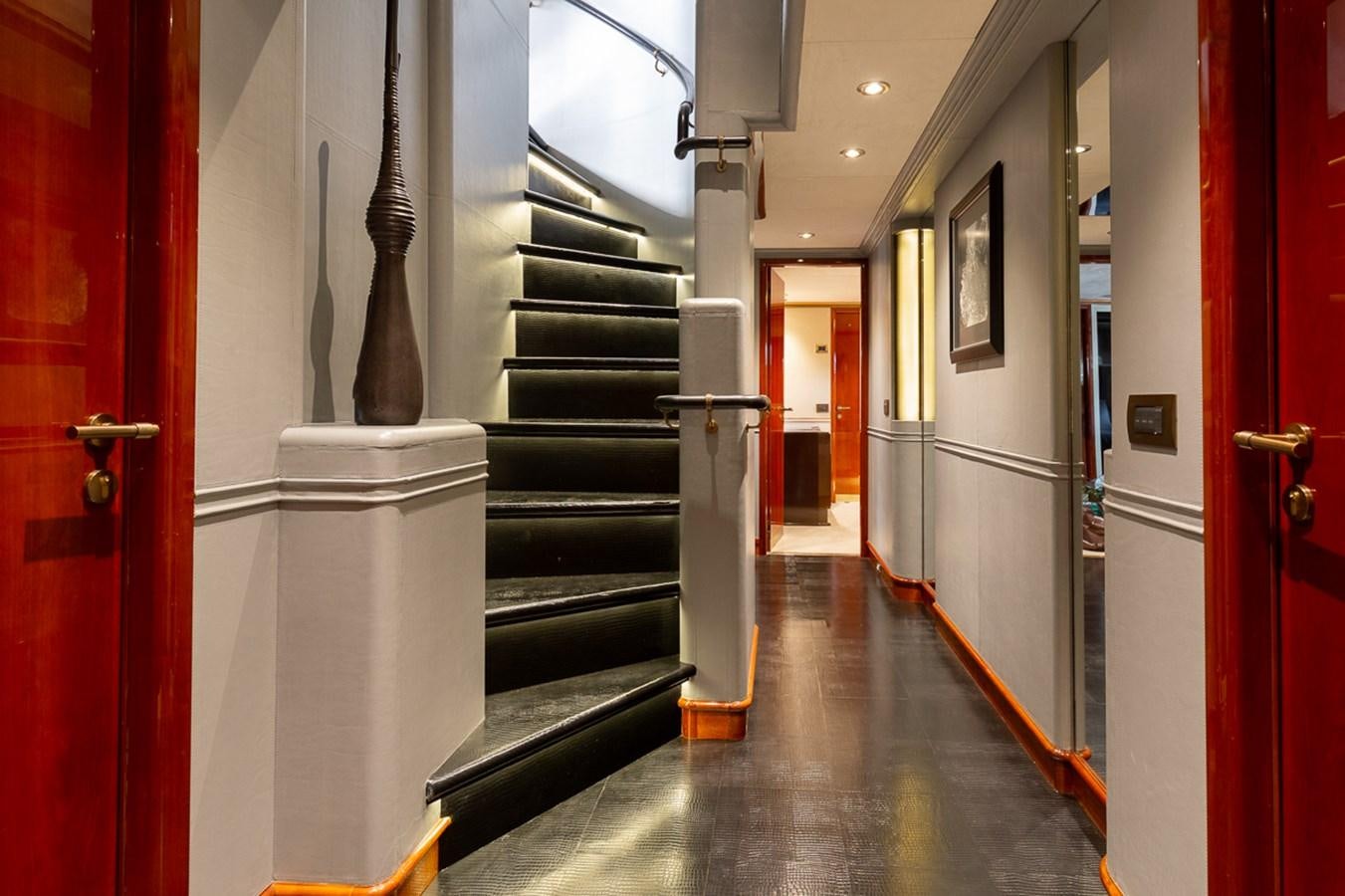 a staircase in a building aboard IL SOLE Yacht for Sale