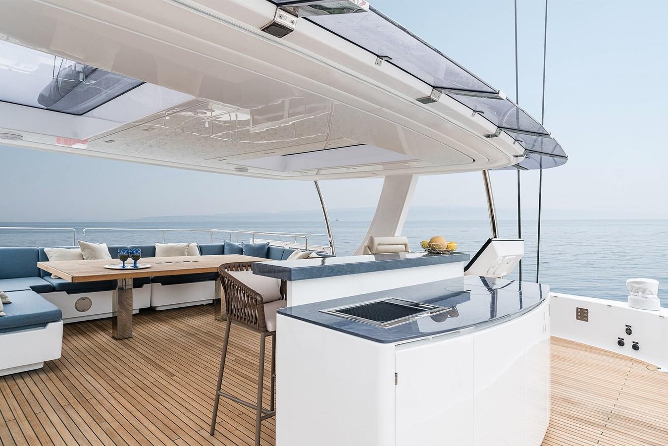 a room with a large white boat aboard GIJA Yacht for Sale