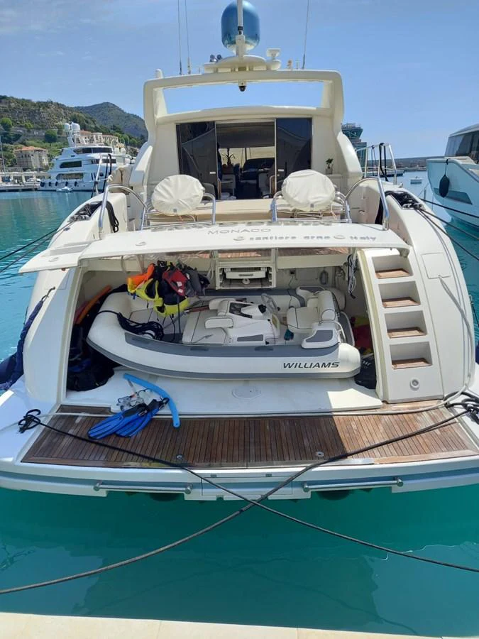 a boat with a lot of items on it aboard BRAVO DELTA Yacht for Sale