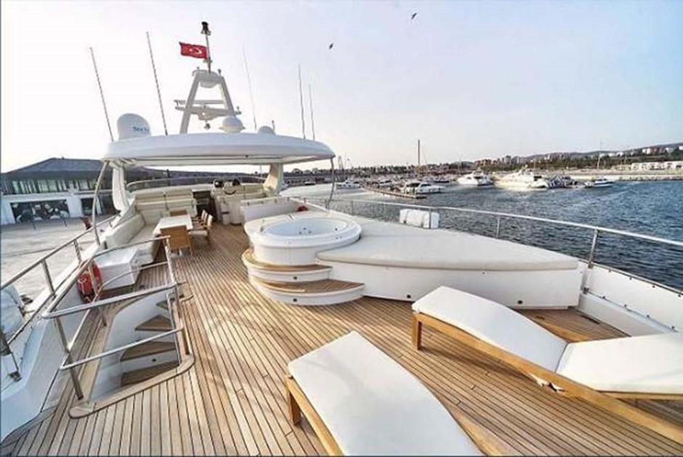 a deck with a boat on it and a boat on it aboard BLUE BERRY Yacht for Sale
