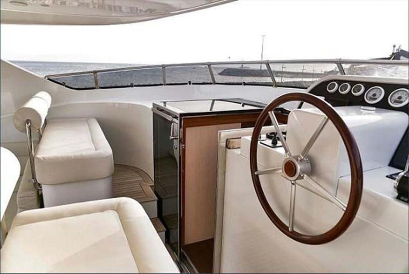 a white car with a large wheel aboard BLUE BERRY Yacht for Sale