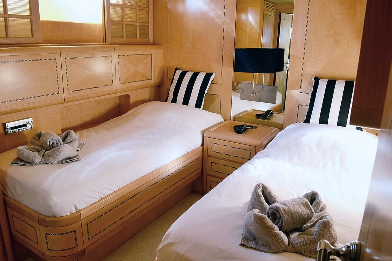 a cat lying on a bed aboard MAMBA Yacht for Sale