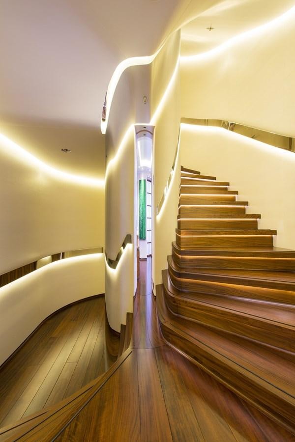 a staircase with a railing aboard AQUIJO Yacht for Sale