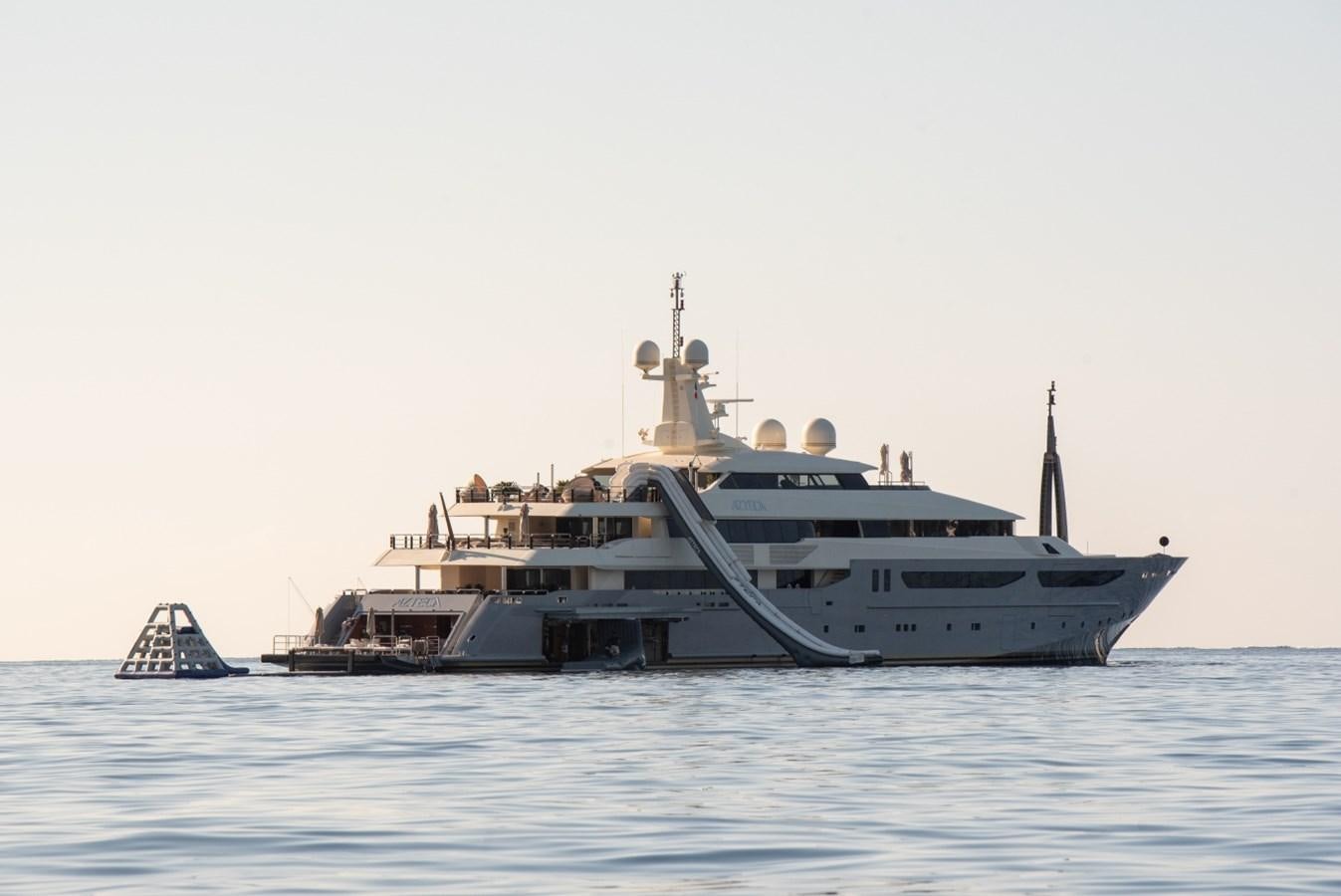 a large ship in the water aboard ARBEMA Yacht for Charter