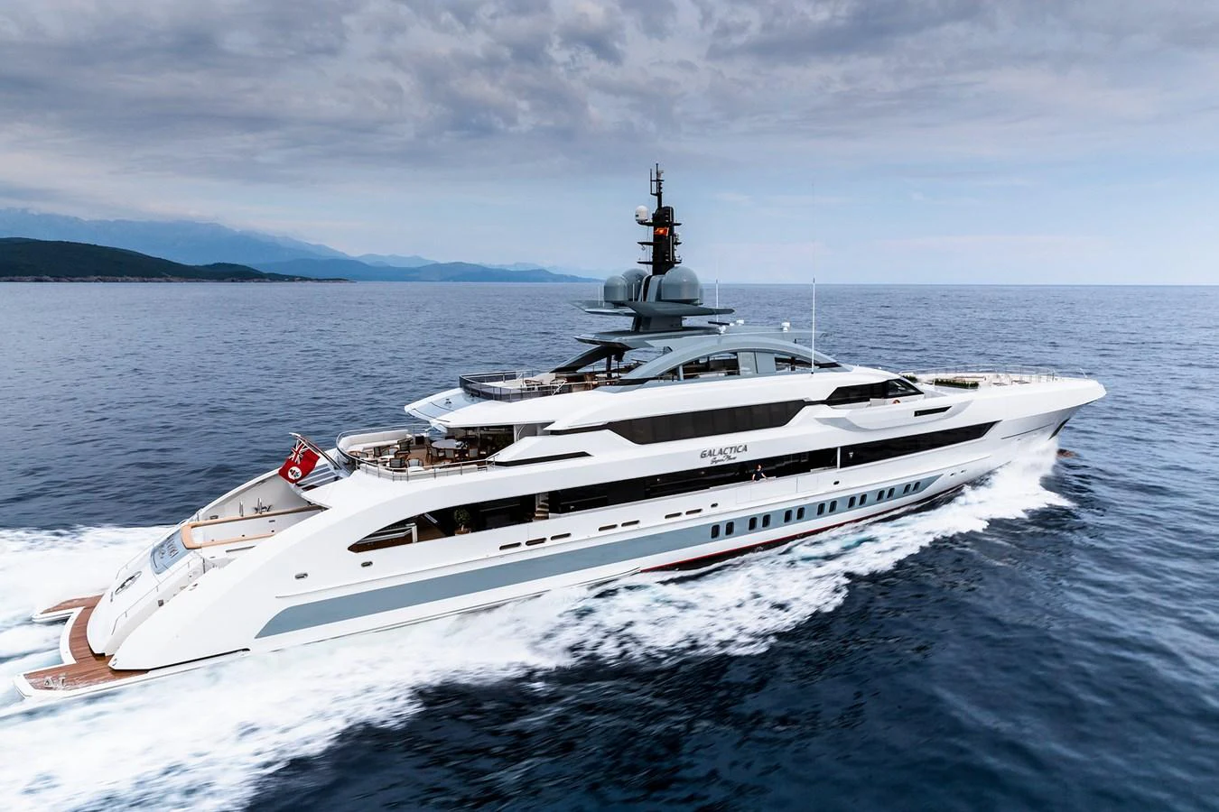 a large white boat in the water aboard GAJA Yacht for Sale