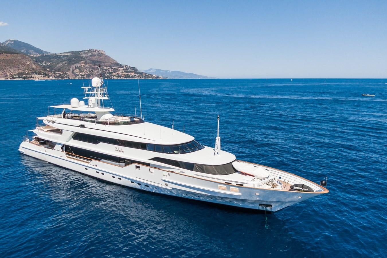 a white yacht in the water aboard THE WELLESLEY Yacht for Sale