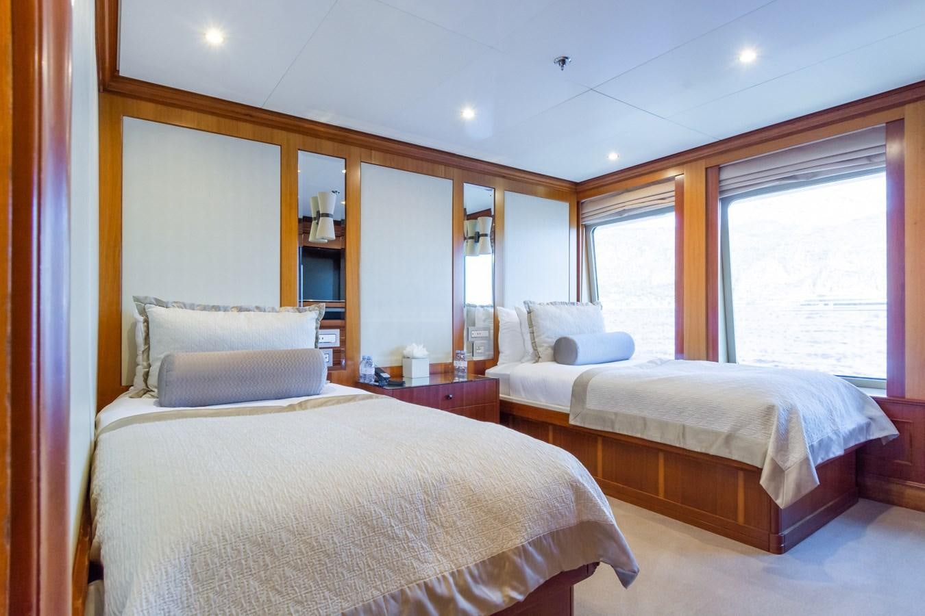 a room with two beds aboard THE WELLESLEY Yacht for Sale