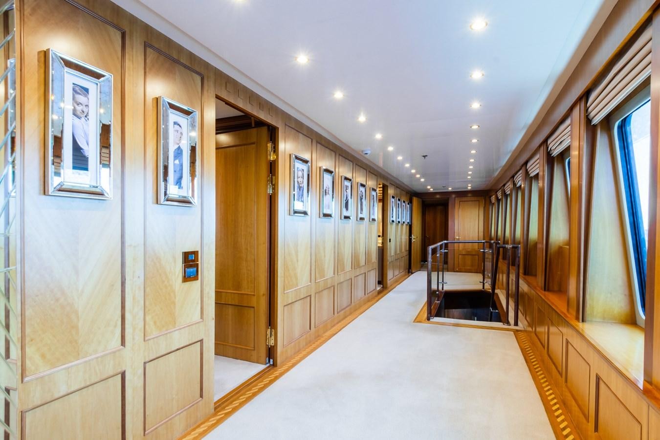 a hallway with a long hallway aboard THE WELLESLEY Yacht for Sale