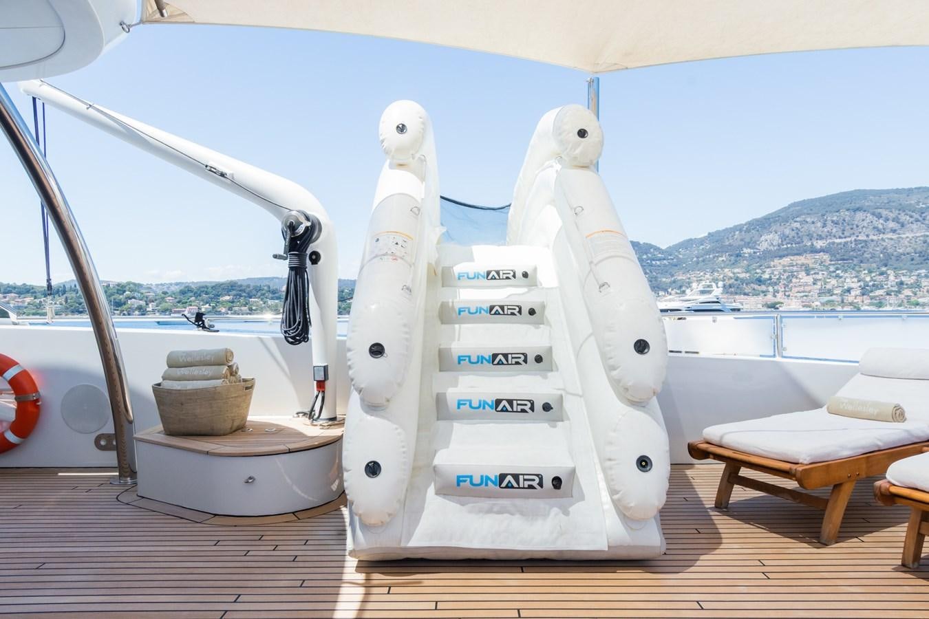 a robot on a deck aboard THE WELLESLEY Yacht for Sale