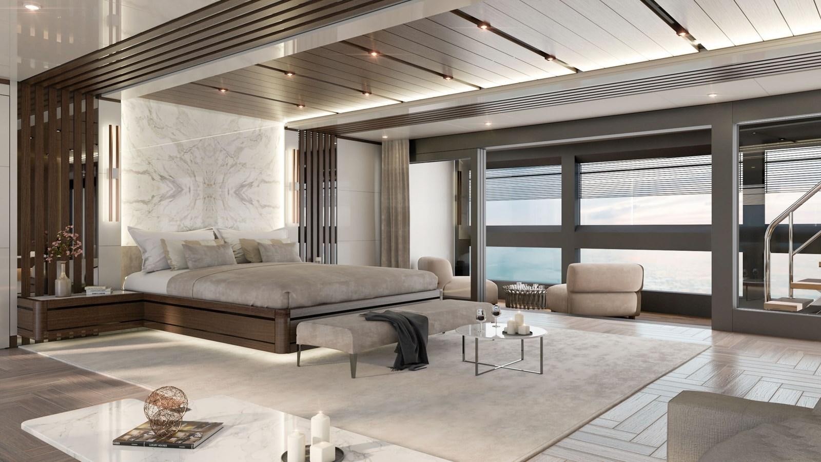 a large room with a large window aboard PROJECT ATALAY Yacht for Sale