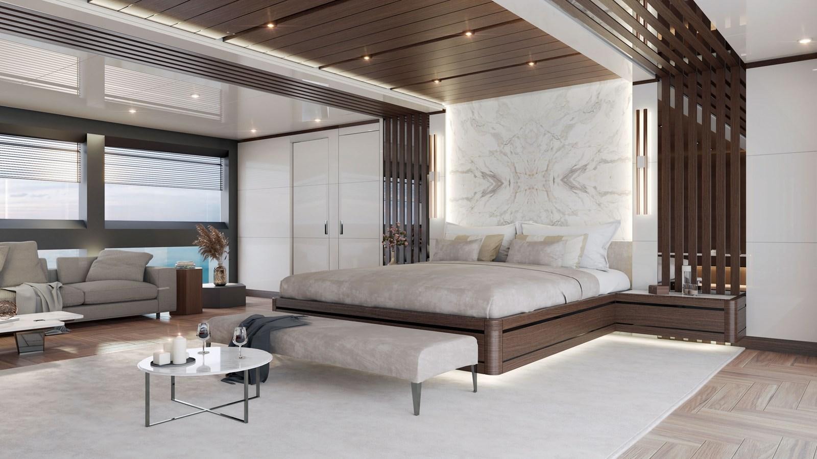 a room with a couch and a table aboard PROJECT ATALAY Yacht for Sale