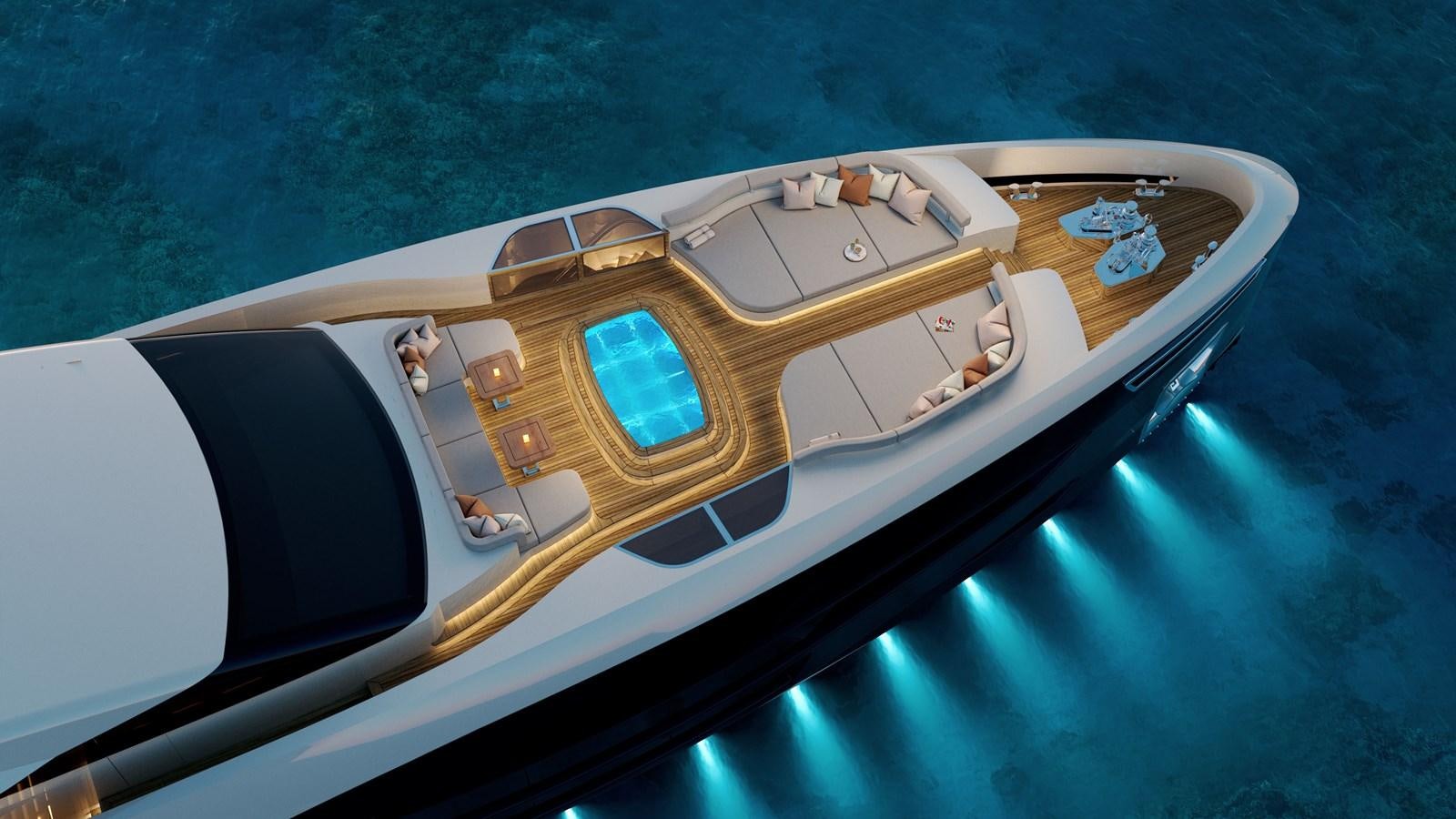 a high angle view of a car aboard PROJECT ATALAY Yacht for Sale