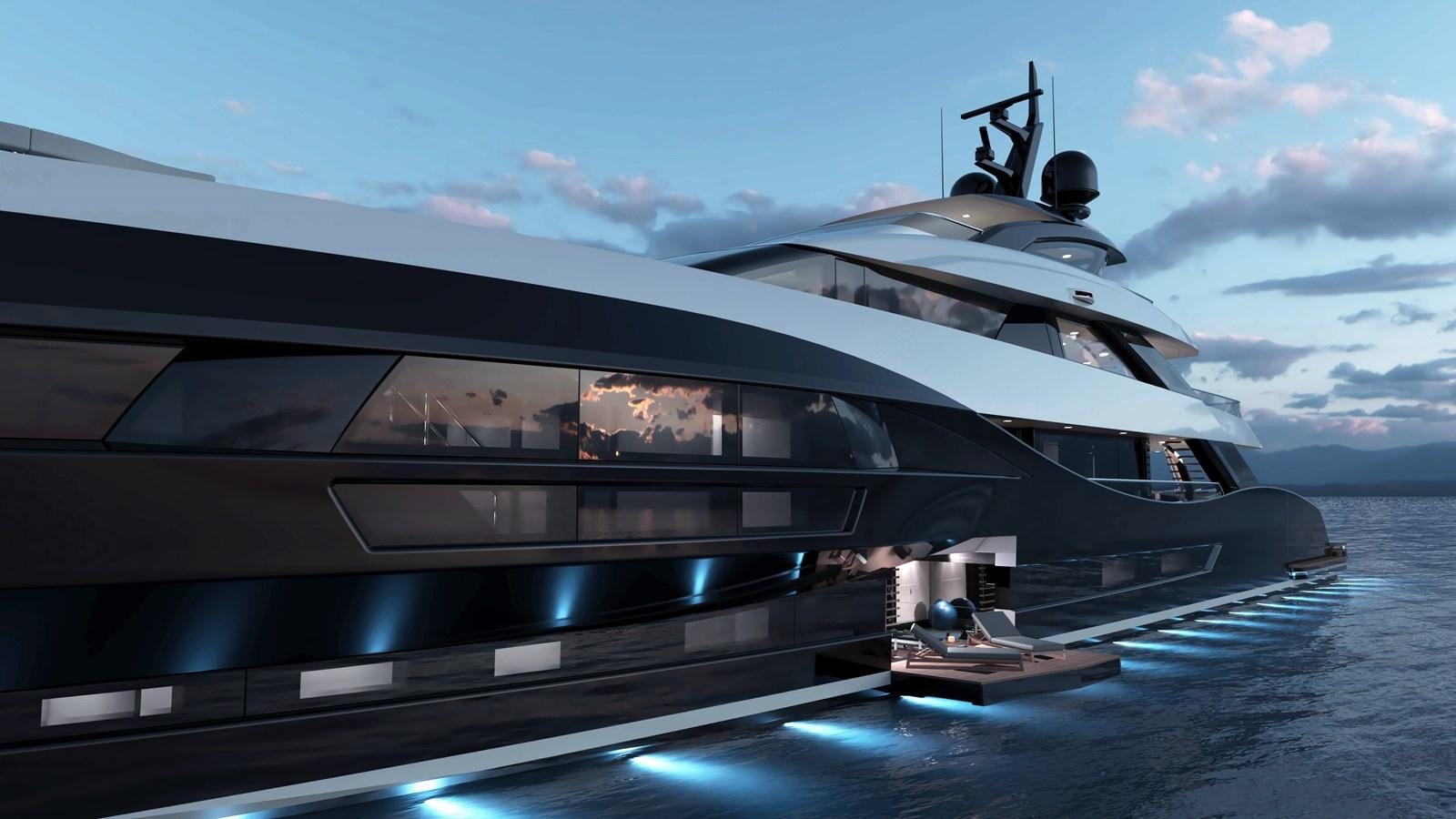 a large yacht on the water aboard PROJECT ATALAY Yacht for Sale