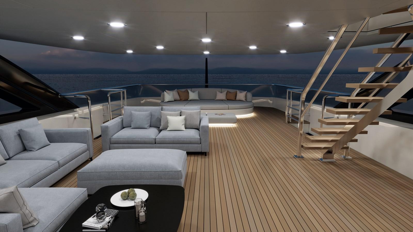 a large room with a couch and a pool table aboard PROJECT ATALAY Yacht for Sale