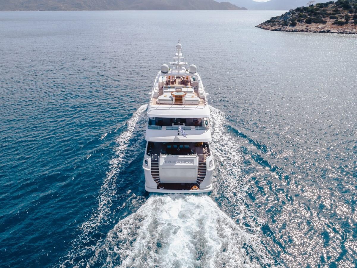a ship sailing on the sea aboard OCEANOS Yacht for Sale