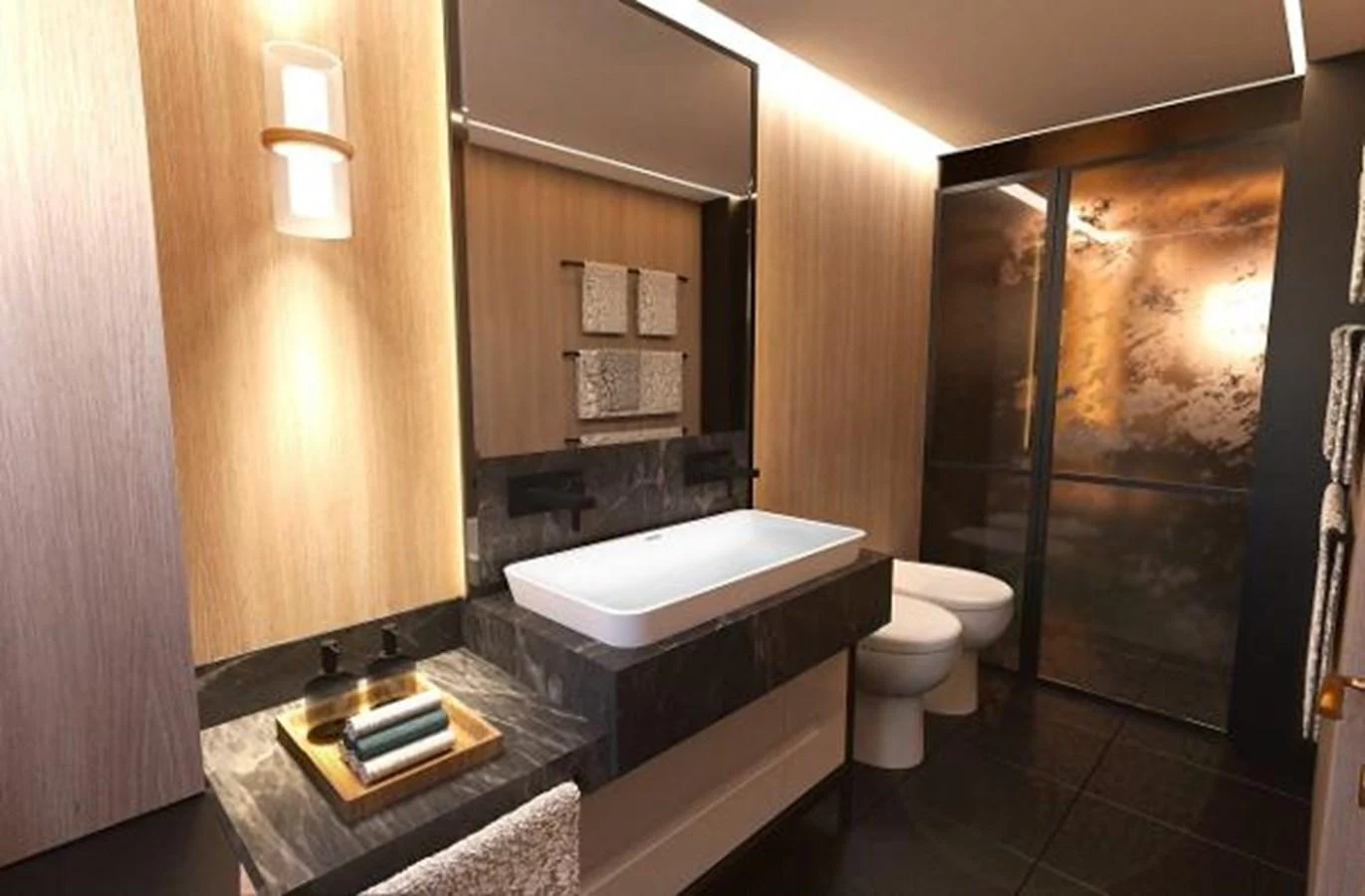 a bathroom with a sink and toilet aboard 50 METER OCEAN Yacht for Sale